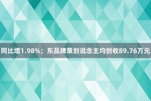 同比增1.98%；东品牌策划说念主均创收89.76万元